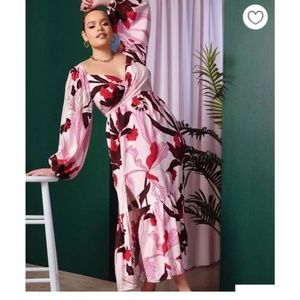 Pink and red floral dress